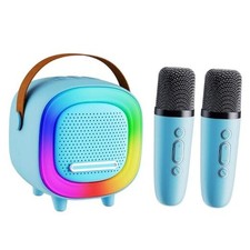 Mini Karaoke Machine Speaker for Kids Adults, Portable Bluetooth Blue - 2 Mic