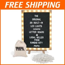 Black Felt Board 12x16 with Wood Frame + LED Lights