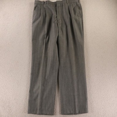 VTG Dress Pants Mens 36x31 Gray Chalk Stripe Wool Blend Twill Pleated