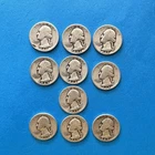 Lot of 10 Silver Washington Quarters 1940’s