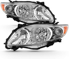 Chrome Headlights Assembly Driver  Passenger Side for 2009-2010 Toyota Corolla