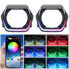 Rgb Led Angel Eyes Black Shrouds Fit Drl Headlight Xenonled Projector Lens Diy
