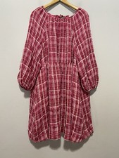 Madewell Womens Dress Pink Plaid Shirred Babydoll Mini A Line Tartan Size XXL