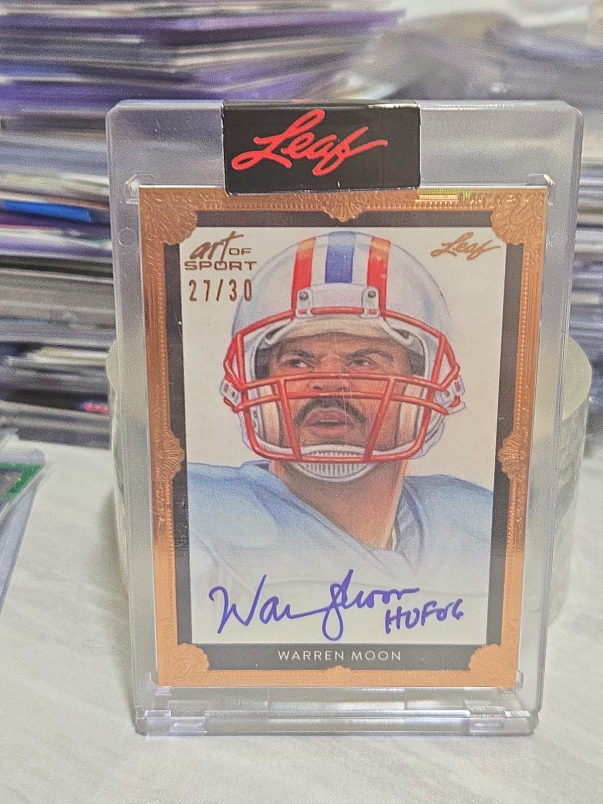 2021 Leaf Art of Sport 27/30 Warren Moon Encased Signed Auto HOF