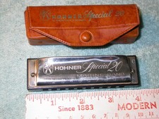 Vintage Hohner Special 20 key of C Harmonica with original case Marine Band