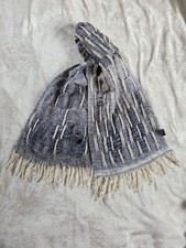 Manifattura Almar Scarf Shall Wrap Made In Italy Wool Gray Cream Fringe