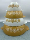 Vintage 1970's Pyrex Butterfly Gold Cinderella Mixing Bowl Set 441 442 443 444
