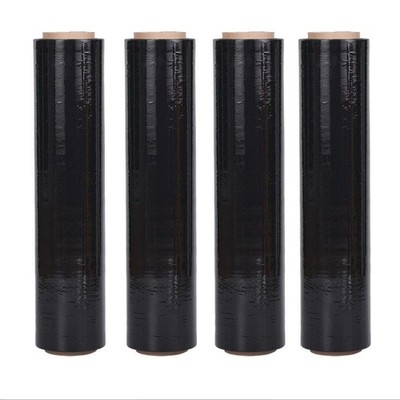 4 Rolls Black 18'' x 1500FT Pallet Wrap Stretch Film Hand Shrink Wrap Heavy Duty