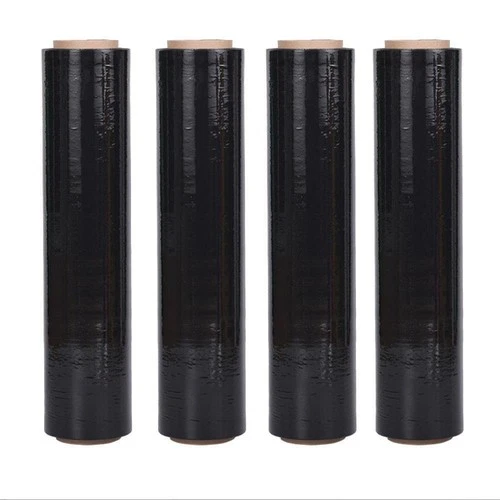 4 Rolls Black 18" x 1500FT Pallet Wrap Stretch Film Hand Shrink Wrap Heavy Duty