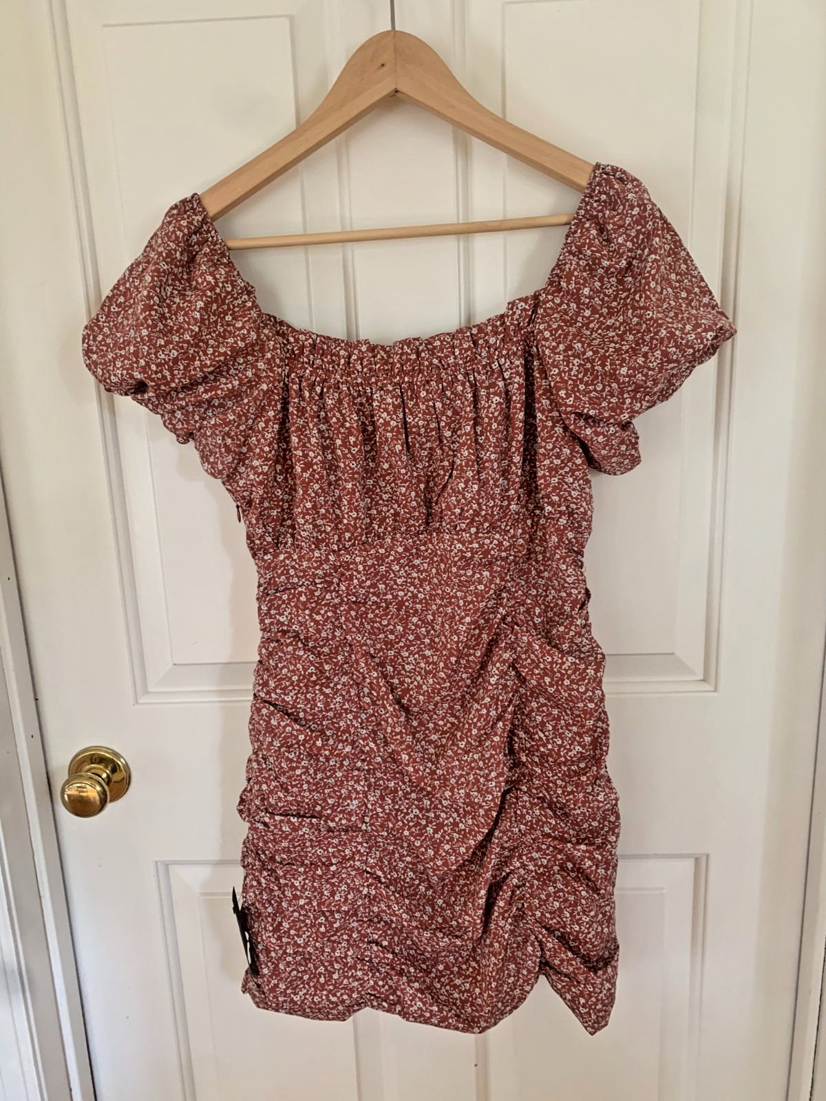 Lulus Medium Pink Floral Ruched Off-the-Shoulder Mini Dress NWT