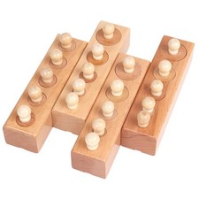 Montessori Knobbed Cylinder Socket Montessori Materials Wooden Cylinders Ladd...
