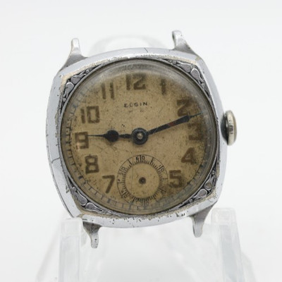 ELGIN 30x34.5mm CASE 15mm LUG TRENCH WRIST WATCH 34235406 FOR REPAIR (BT)