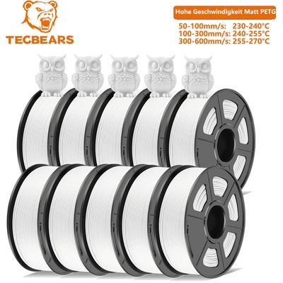 TECBEARS 10KG PETG Hohe Geschwindigkeit Matt 600mm/s 3D-Drucker-Filament Weiß