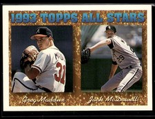 1994 Topps #392 Greg Maddux / Jack McDowell Braves Baseball Card 1303G