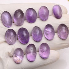 13 Pcs Natural Purple Amethyst 16mm-18mm Oval Cabochon Untreated Loose Gemstones