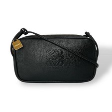 Loewe Mini Shoulder Bag Anagram Camera Bag Leather Black Vintage Auth