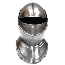 Medieval Burgonet Closed Steel Helmet Chrome One Size Fits Most Armor