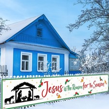 Jesus Is The Reason for The Season Banner Christmas Outdoor Decorations 9.8 x...