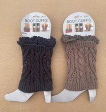 Lace Boot Cuffs 100 Acrylic 2 Sets One Dark Brown One Light Brown New Old Stock
