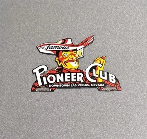 VINTAGE PIONEER CLUB PLATE TOPPER PORCELAIN SIGN CAR GAS TRUCK OIL MOTORCYCLE