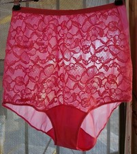 Vintage 50s Vanity Fair Bubblegum Pink Nylon Lace Mushroom Gusset Granny Panties