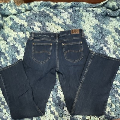 Lee women s Dark Blue Denim Jeans Straight Fit Size 10M Button Zip Solid