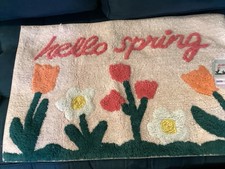 Celebrate Easter Hello Spring Pink Floral Bath Mat NWT