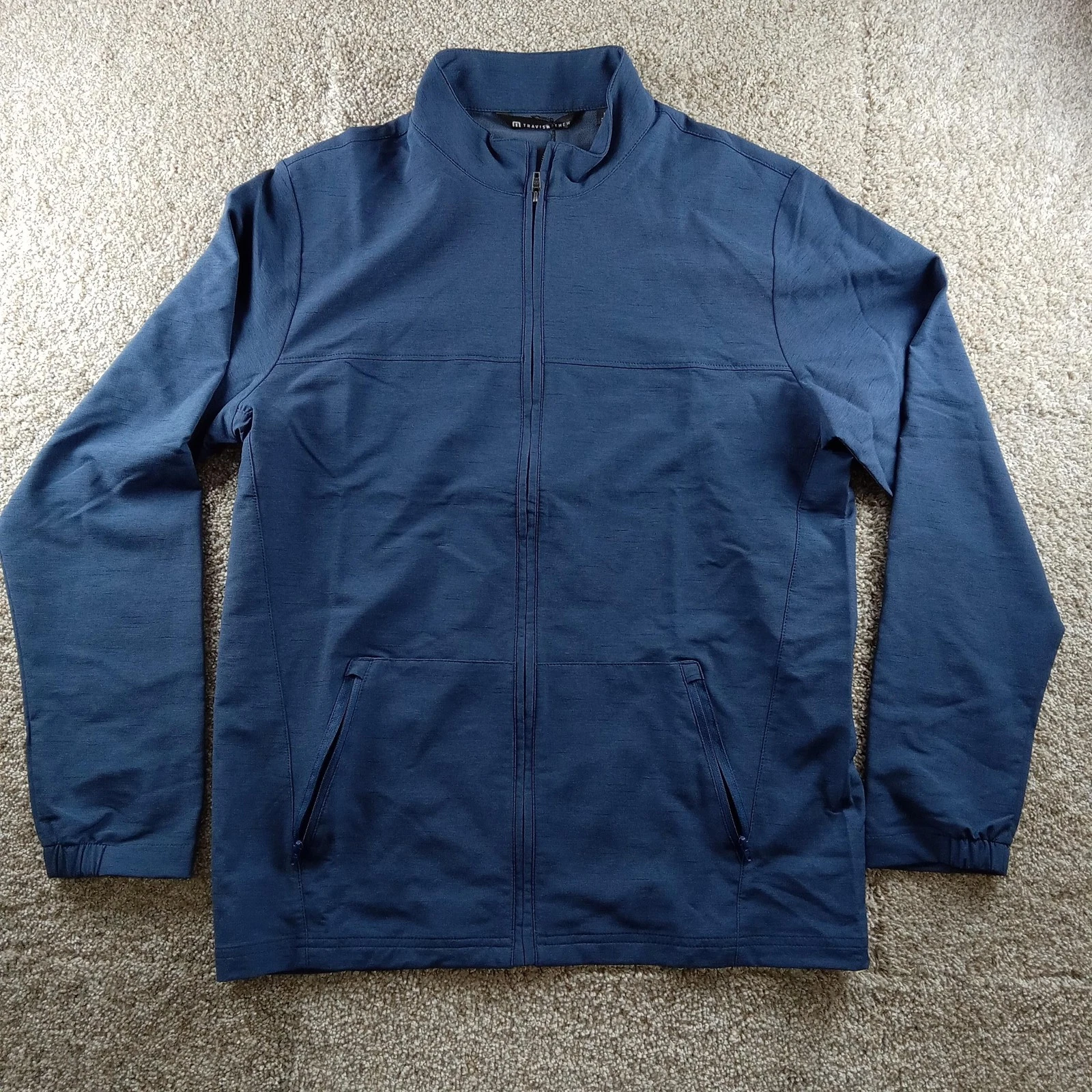 Travis Mathew Jacket Mens Medium Blue Valley View Heater Full Zip Golf Stretch
