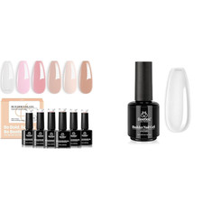 6 Colors Milky White Nude Pink Builder Gel Kit with Clear Builder Gel for Nails