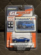 New GreenLight 1969 Ford Mustang Boss 429 GL Muscle Blue Car SHIPS FREE