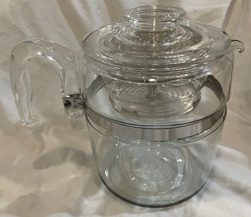 Vintage Pyrex MCM Flameware Glass Coffee Pot Percolator 9 Cup 7759 B Complete