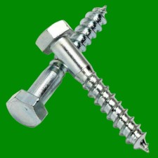 12x M5 x 30mm Zinc Plated Hex Head Lag Bolt Steel Coach Wood Screws, DIN571