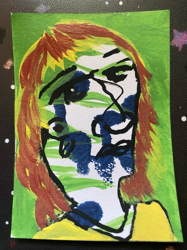 ACEO Art Card Flow State Face 12 Original Acrylic Painting