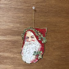 Vintage Foil Die Cut Santa Claus Christmas 4" X 6" St. Nicholas Ornament 1985