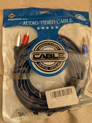 8 Meter Premium (1/8'') 3.5mm AUX Stereo to 2 RCA Male Audio Y Cable Cord