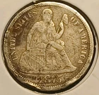 1875 Seated Liberty Dime Fine Detail Damaged