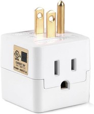 3 Outlet Wall Adapter Cube Tap, 3 Prong Grounded Plug Extender, 1 Pack White