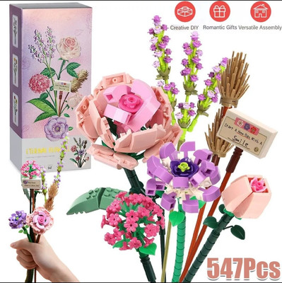 547 Stück Blumen Bausteine Set Blumenstrauß Bauspielzeug Valentinstag Geschenk