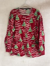 Tafford Scrubs Red Long Sleeve Shirt Large Large Christmas Tree smock uniform