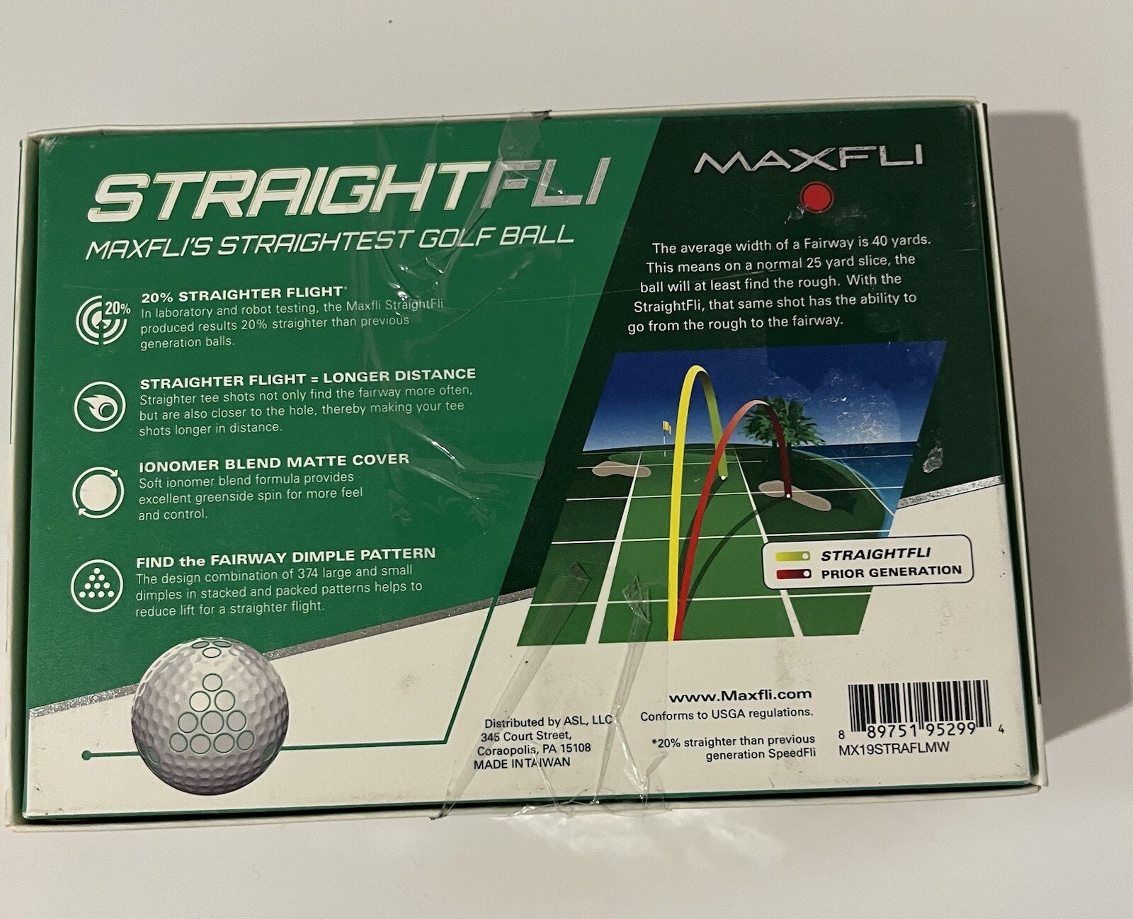 StraightFli Maxfli Pack Of 12, A Dozen Golf Balls (New, Open Box) Matte