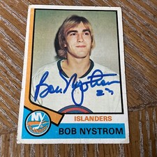 Autographed  1974-75 Topps  BOB NYSTROM rookie.      #L-1