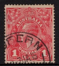 AUSTRALIA 1916 - 18 1d SCARLET KGV STAMP (DIE I)  USED  WMK.5  P.14 SG.47