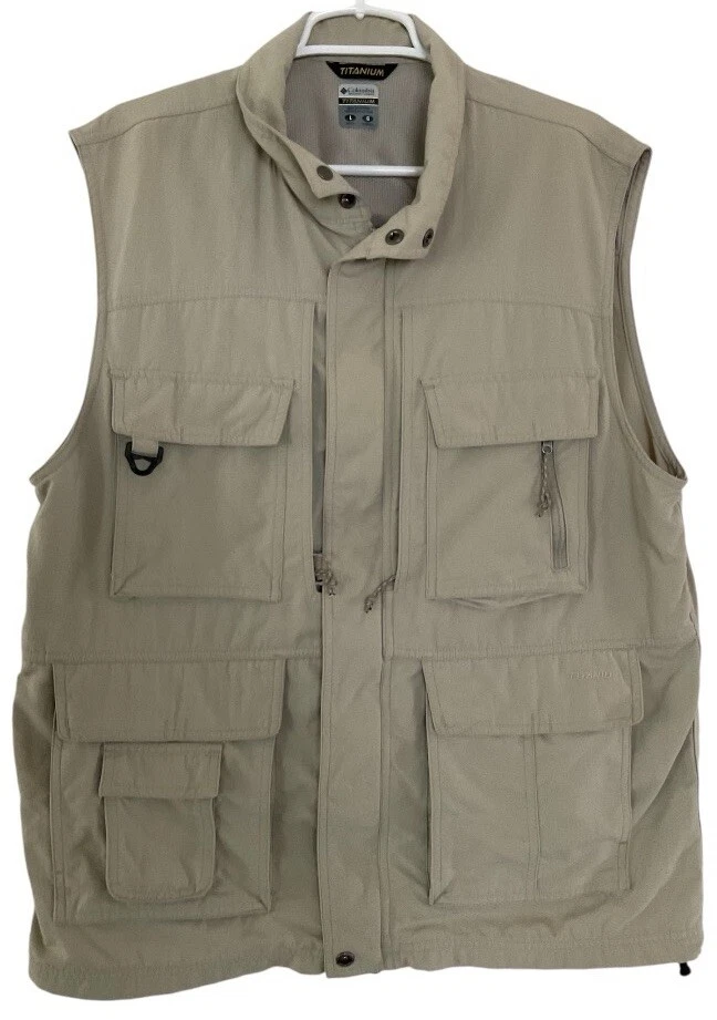Columbia Titanium Omni Dry Mens Sz L Fishing Hiking Full Zip Hiking Nylon Vest