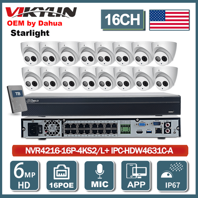 Dahua CCTV System Kit 16CH 16POE NVR OEM 6MP IPC-HDW4631C-A MIC IR IP Camera Lot Dahua CCTV System Kit 16CH 16POE NVR OEM 6MP IPC-HDW4631C-A MIC IR IP Camera Lot