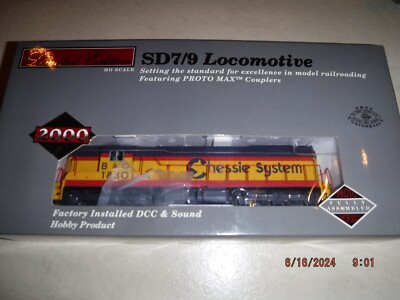 PROTO 2000 HO SD7/9 CHESSIE SYSTEM LOCOMOTIVE #1830 w/SOUND & DCC - BRAND NEW!