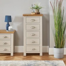 Chest of Drawers Cotswold Grey Painted 5 Draw Tallboy Bedroom Storage Furniture