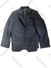Isaac Mizrahi Boys Blue Windowpane Blazer - Size 7 Avg Condition One Button Miss