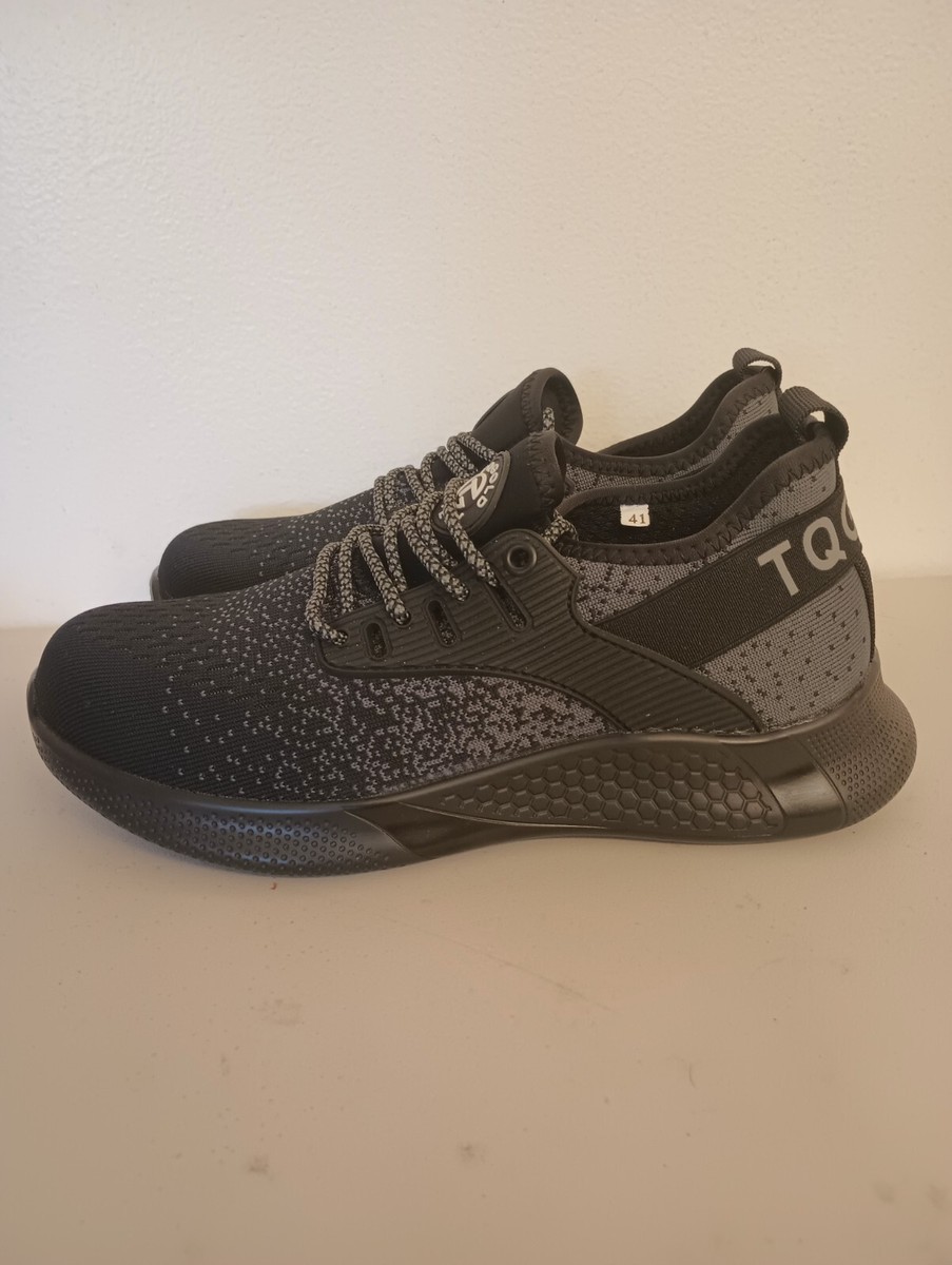 TQ Gold No Slip Steel Toe safety Shoes Euro 41 USA Black Grey