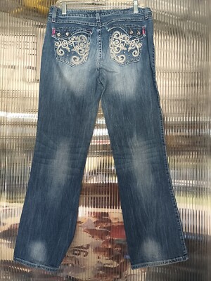 Wrangler Jeans Rock 47 Low Rise Women's Size 9/10 X 32 Blue Denim Bootcut 