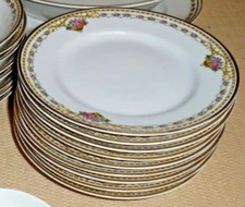 9 L. Bernardaud & Co. Limoges France Porcelain Bread Plates - Chamberry - 6.25"